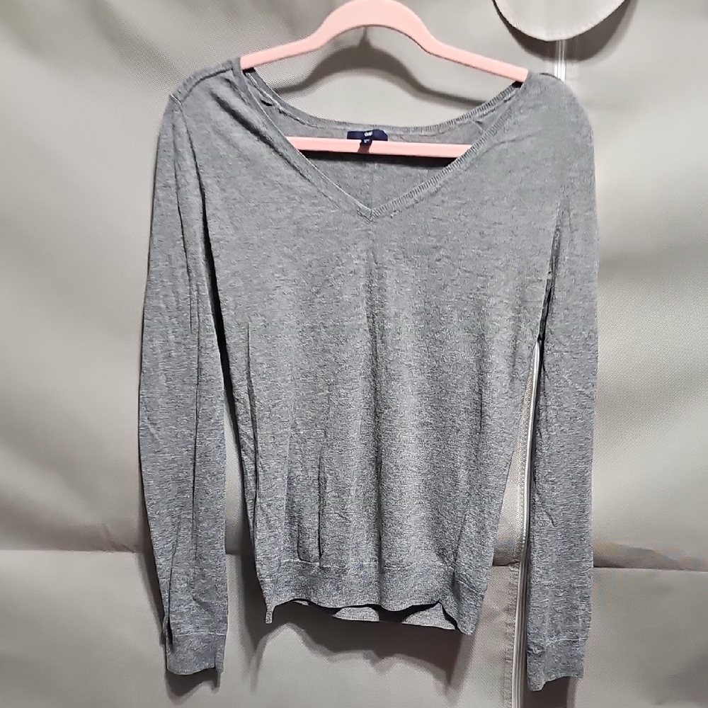 GAP Heather Gray V-Neck Blouse